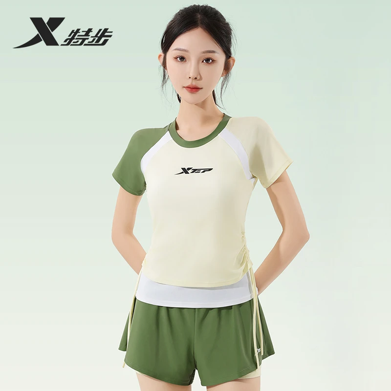 特步夏季新款泳装女款修身显瘦显身材户外运动健身训练分体游泳衣