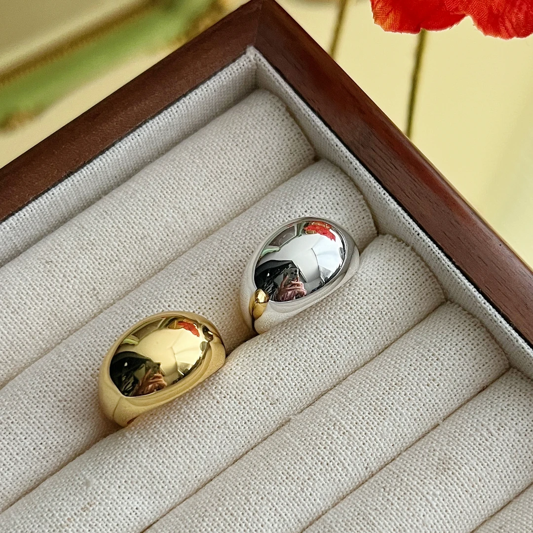 愿岛 铜合金戒指 欧美极简艺术时髦博主风镜面抛光金属戒指JZ702