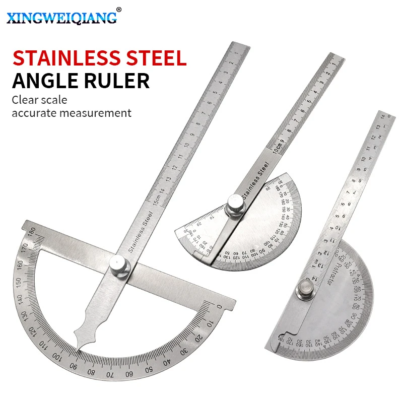 新款 角度尺单臂不锈钢角度规180度调整式半圆分度规量角器角度尺