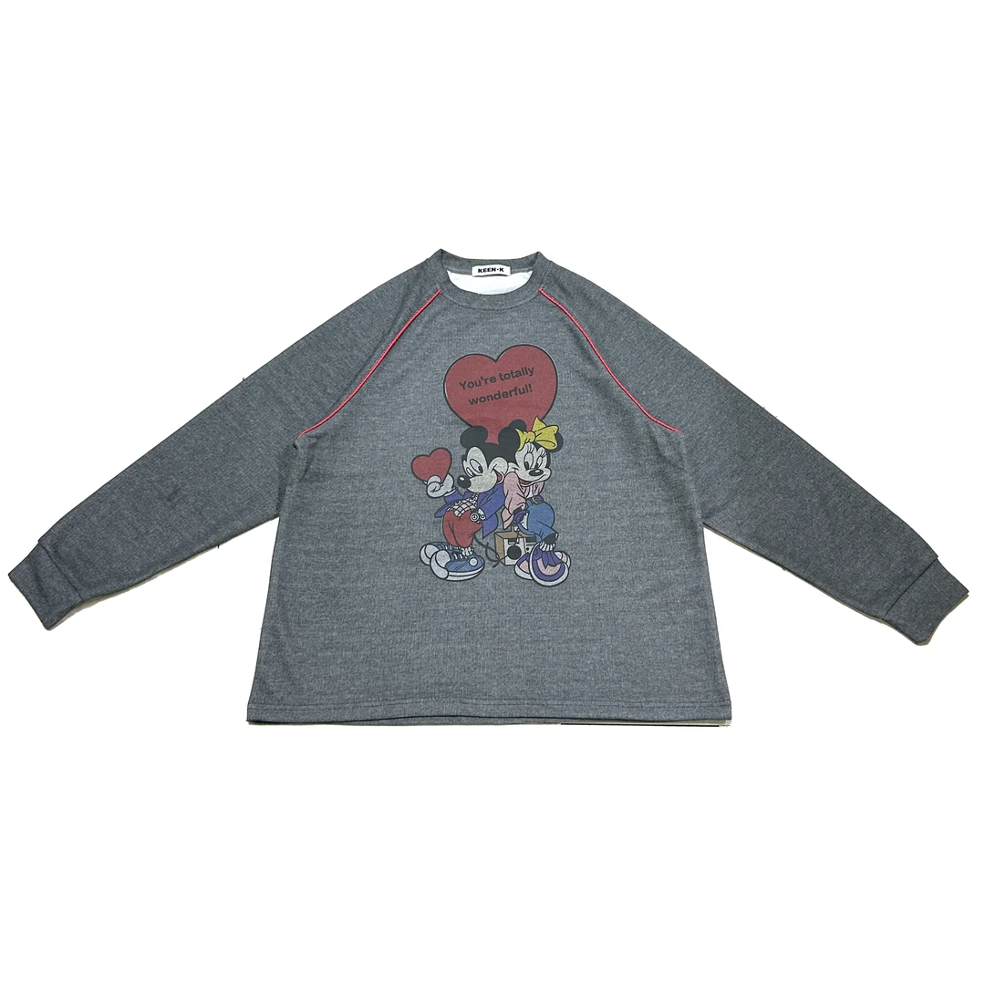 2024年早秋新款休闲潮牌卡通印花圆领卫衣7195