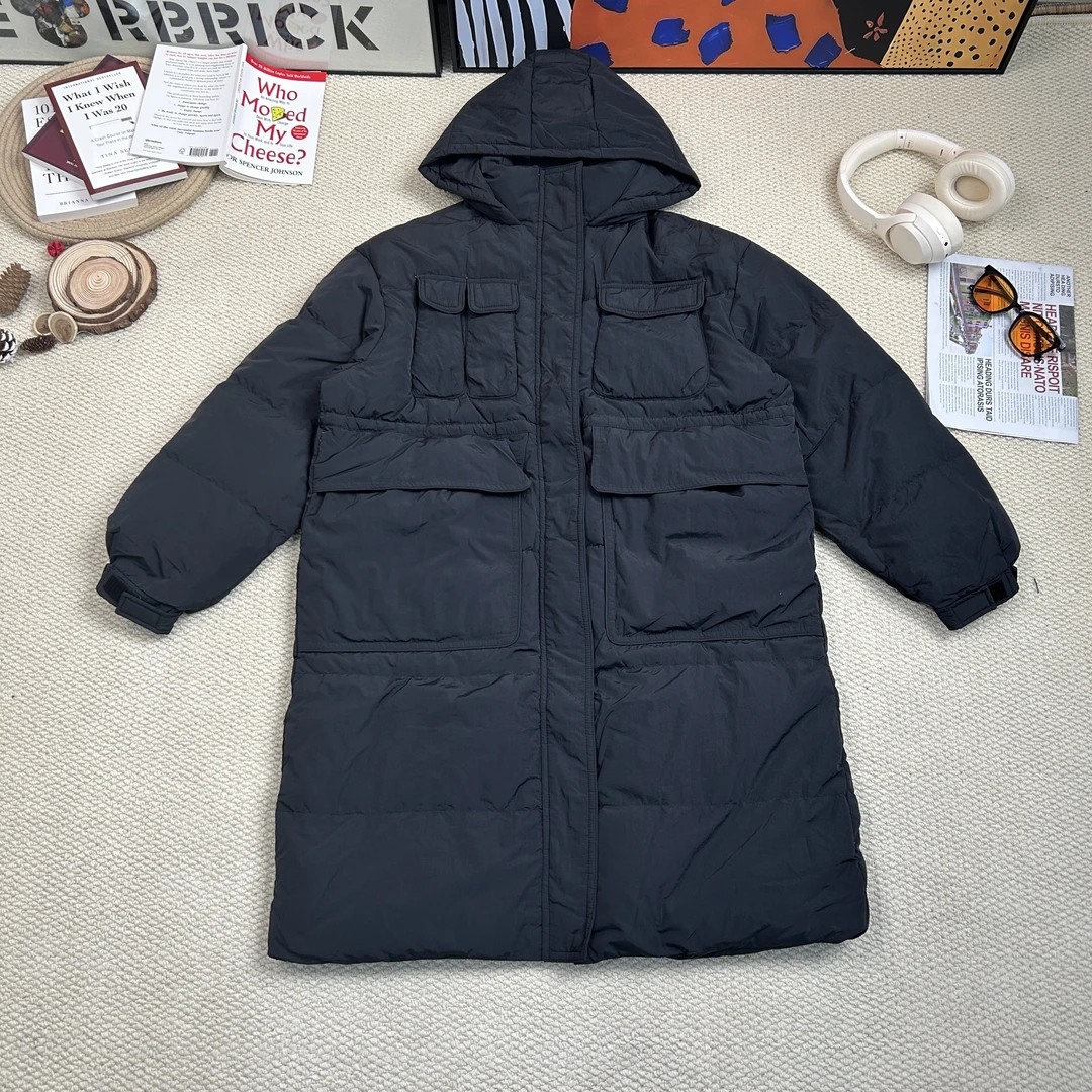 2024年秋季新款时尚百搭纯色连帽长款长袖厚外套8110