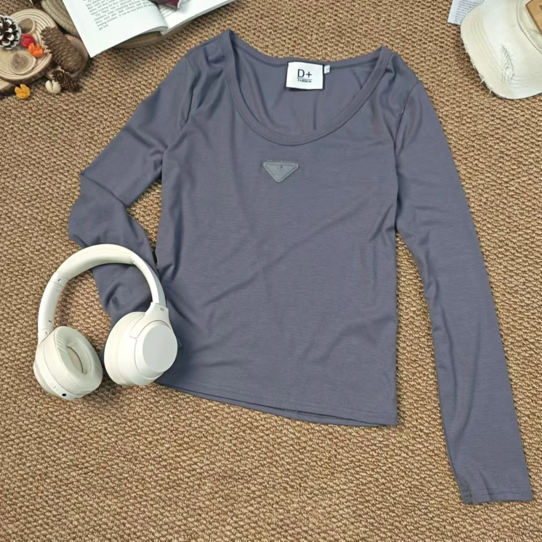 2024秋季新款休闲时尚百搭纯色打底长袖T恤6310