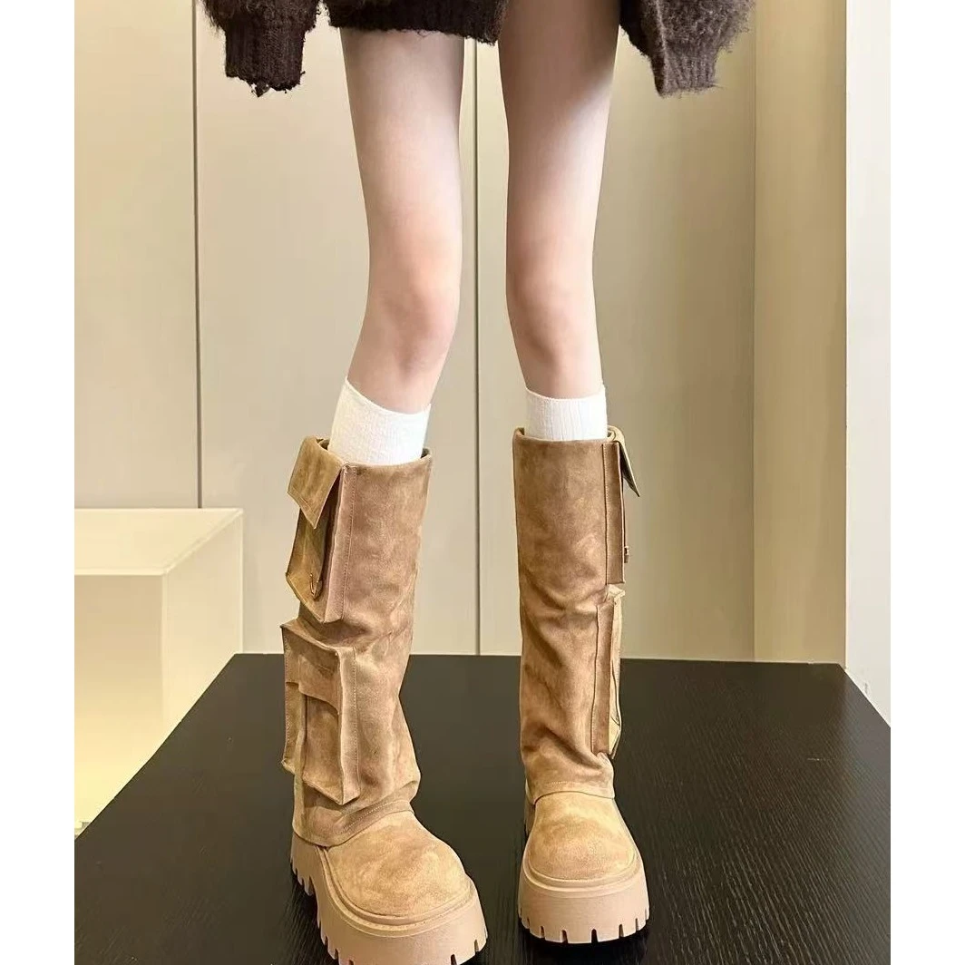 【伊人风尚服饰推荐】2024秋冬新款百搭休闲堆堆靴马丁靴鞋7910