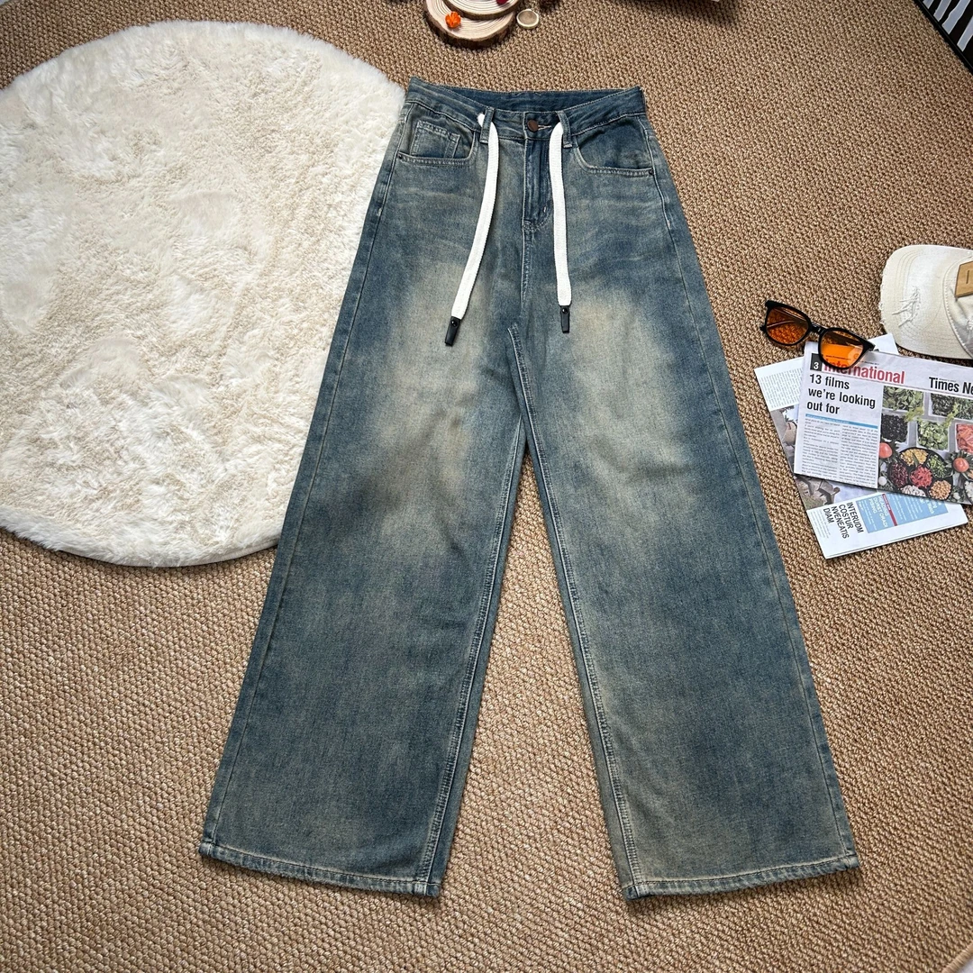 【蟹蟹推荐】2024秋冬季新款时尚百搭抽绳牛仔裤7758