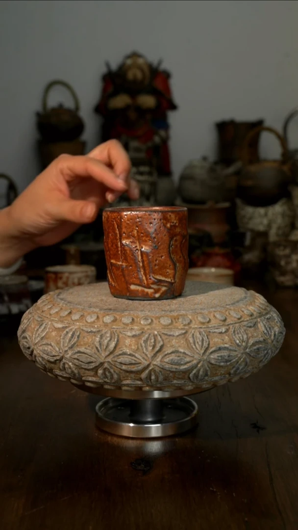 【闪购商品】纯手工制作 刀刻志野杯
