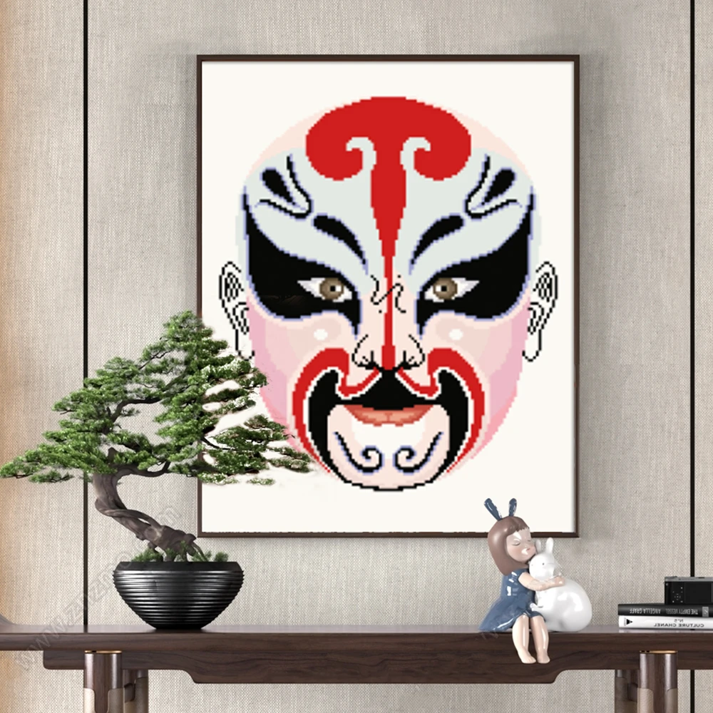 【国潮脸谱】满钻玄关京剧戏曲脸谱钻石画手工DIY粘贴钻装饰画