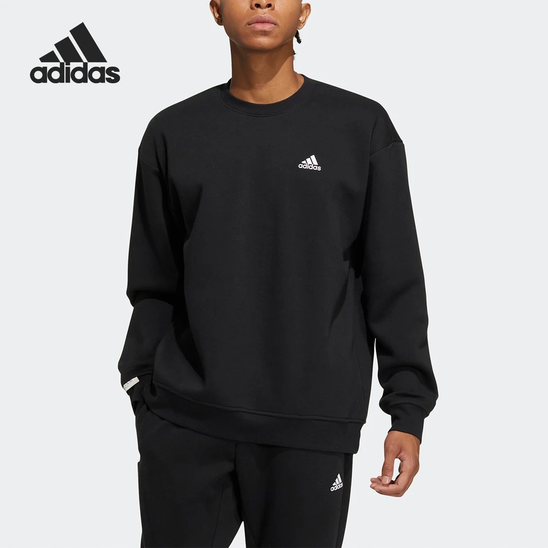 Adidas阿迪达斯正品冬季男子加绒运动圆领长袖卫衣IB2774