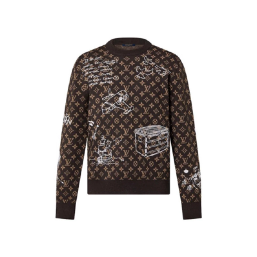 LOUIS VUITTON 路易威登老花满印针织衫/XL码/全新带吊/公价12800