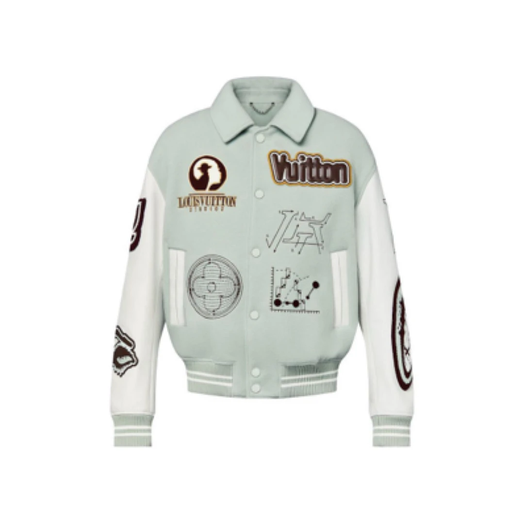 LOUIS VUITTON 字母图案印花拼色棒球服/48码/全新带吊/公价52000