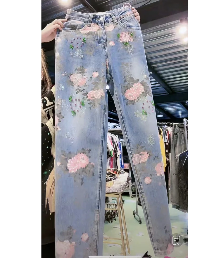 包嫂-【81029花花牛仔裤子】全印新款春夏季显瘦辣妹ins水洗