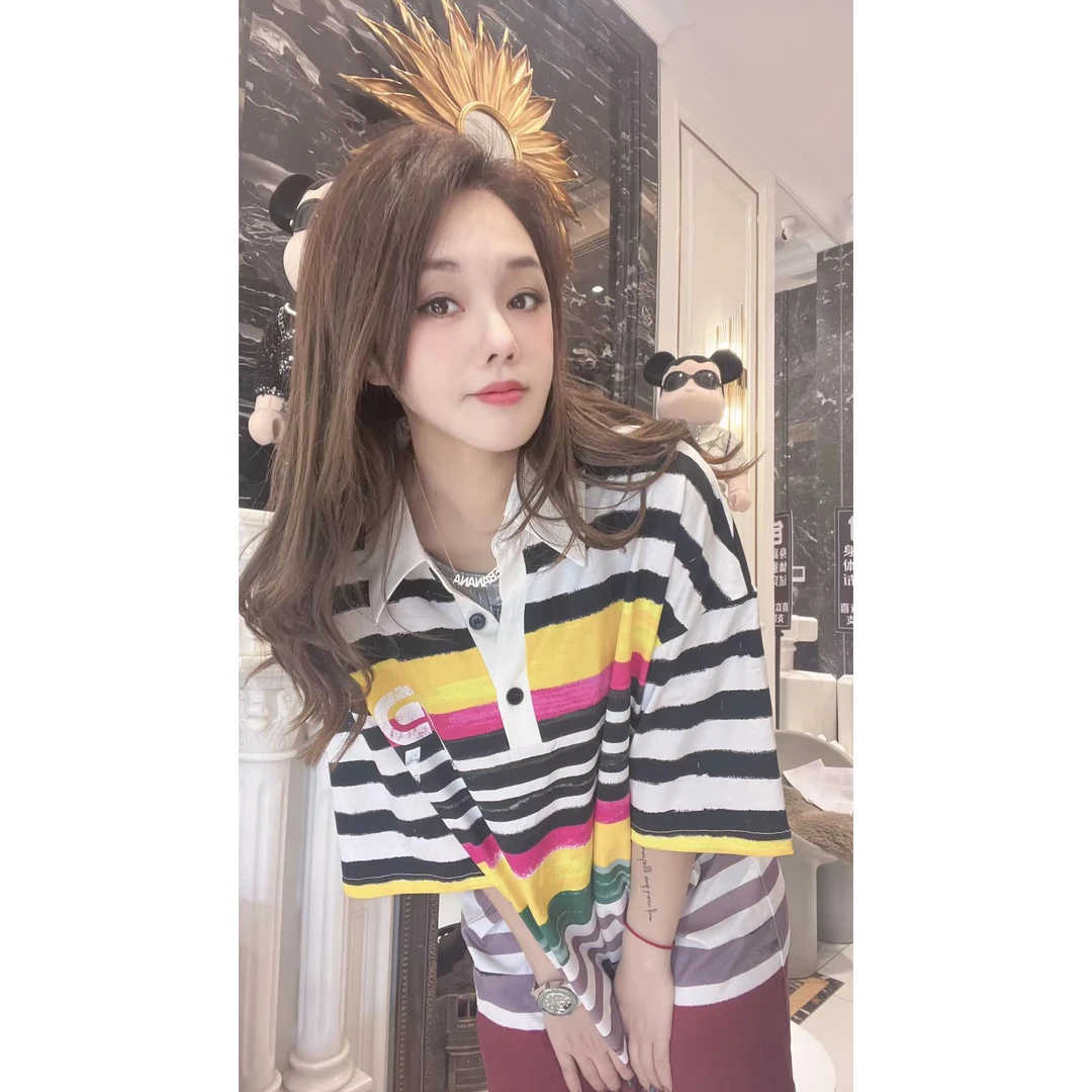 10134白条色短袖南油T恤款夏季女装半袖打底上衣百搭白可爱短袖女