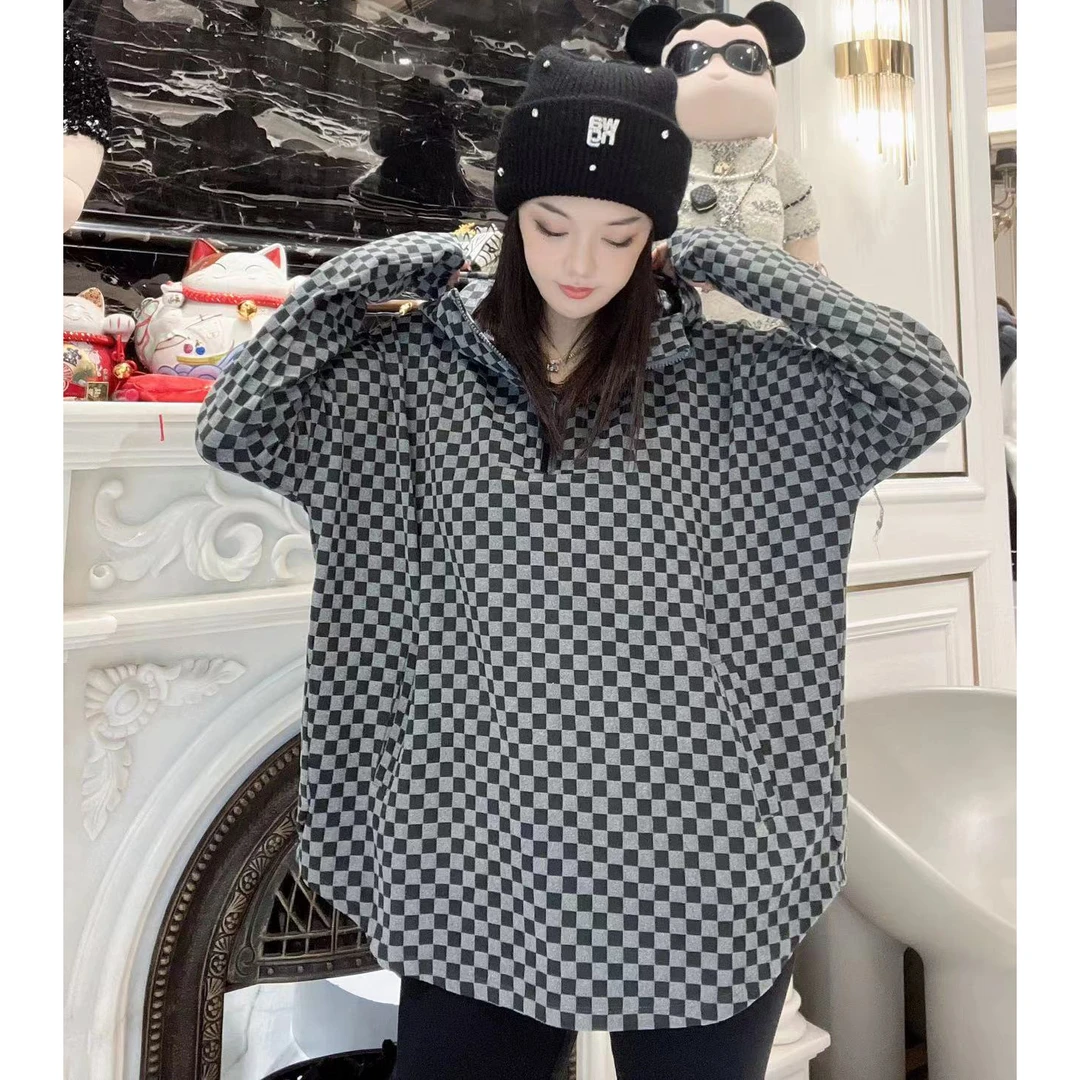 【31028】烫钻卫衣春秋季女宽松圆领重工钻oversize欧美