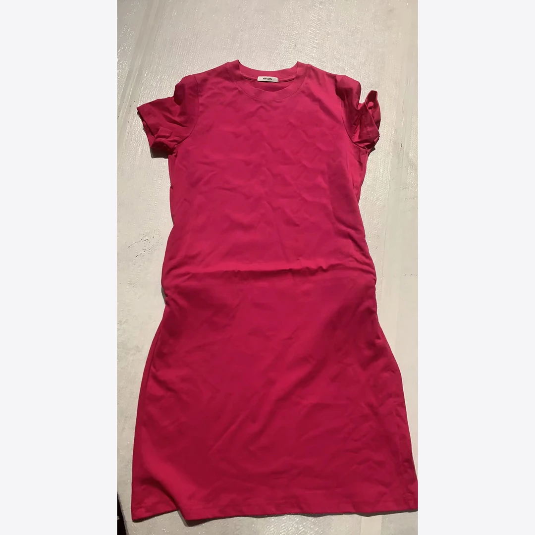 小版【玫红色裙K猫】短袖裙女打底半袖休闲夏2024款连衣裙爆款