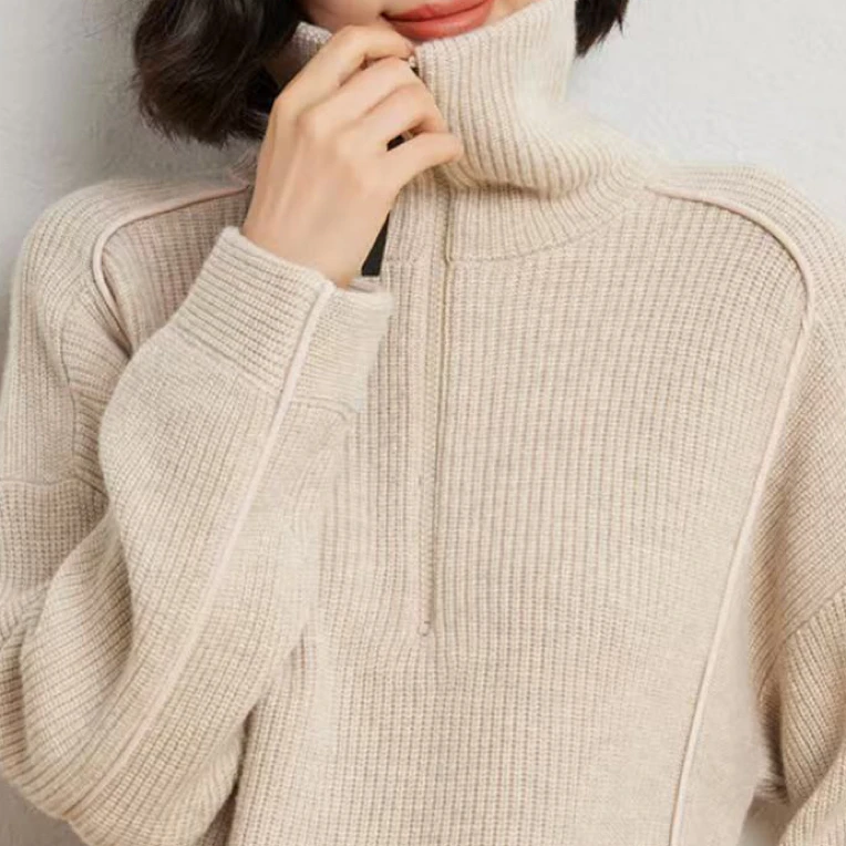 连帽厚款针织百搭网红翻领打底衫半高领羊毛衫