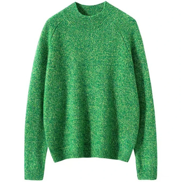 女士丝绒花纱半高领针织衫