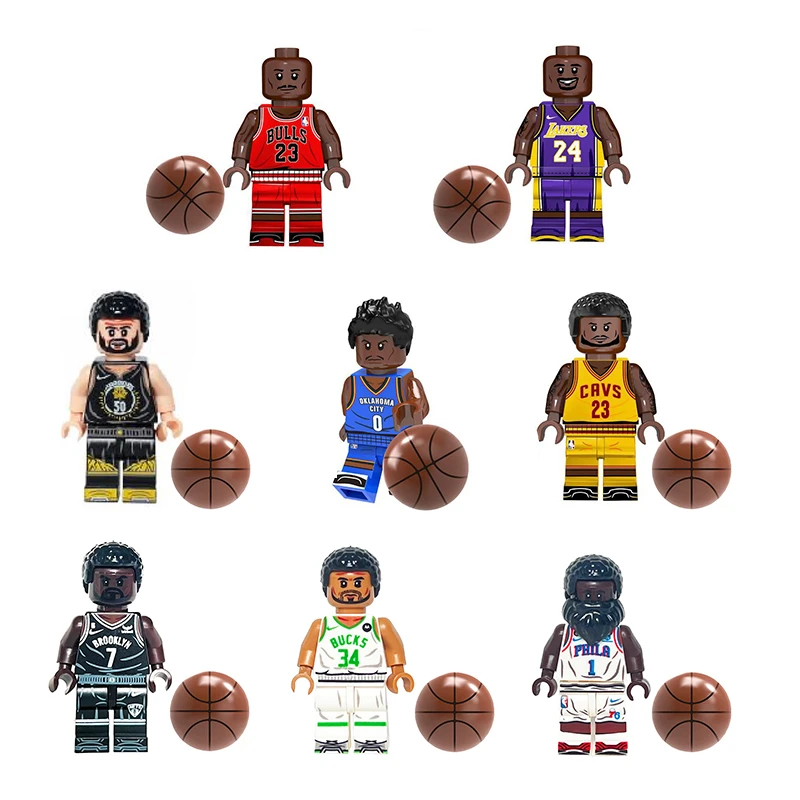 NBA篮球明星姚明科比库里贝利积木模型拼装男孩生日礼物