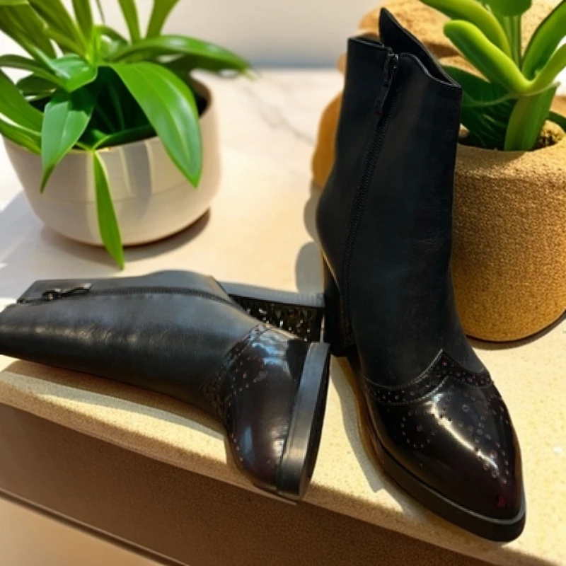 清仓甩卖复古风真皮粗跟圆头高跟短靴时尚女靴