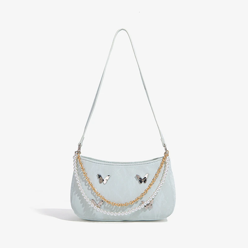 长21高13宽5厘米2024爆款时尚百搭纯色女士蝴蝶云朵包单肩包H9011