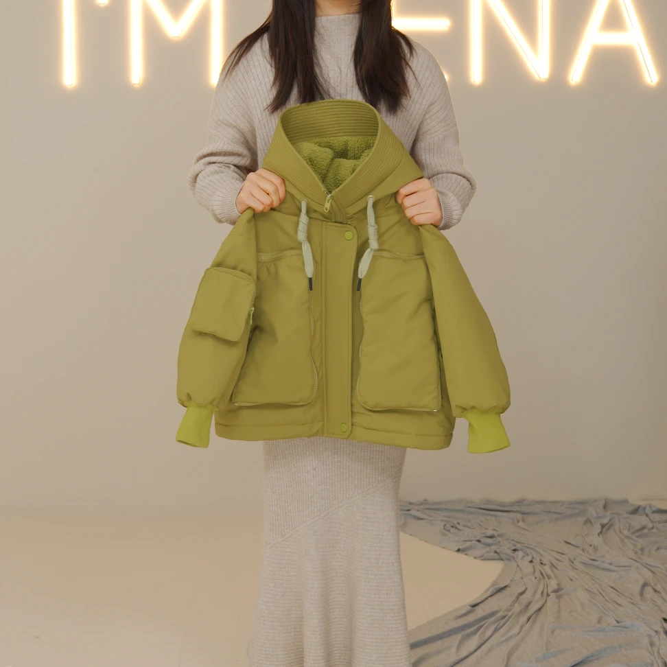 I'm Vena<岛屿>女童2024冬款棉衣外套宽松毛毛里布39A3735