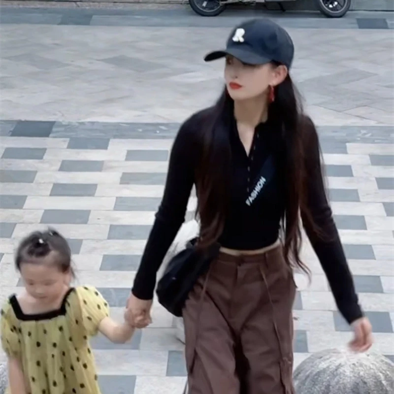 时尚洋气2024秋季新款打底衫长袖螺纹棉修身显瘦上衣女气质