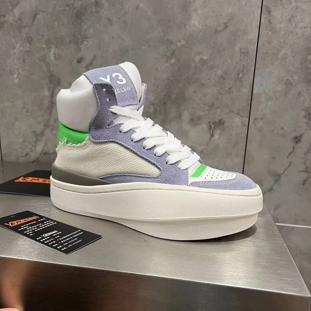 Y3GZCLSW紫玉绿高帮鞋男鞋2024新款厚底高帮潮鞋潮牌短靴男女同款