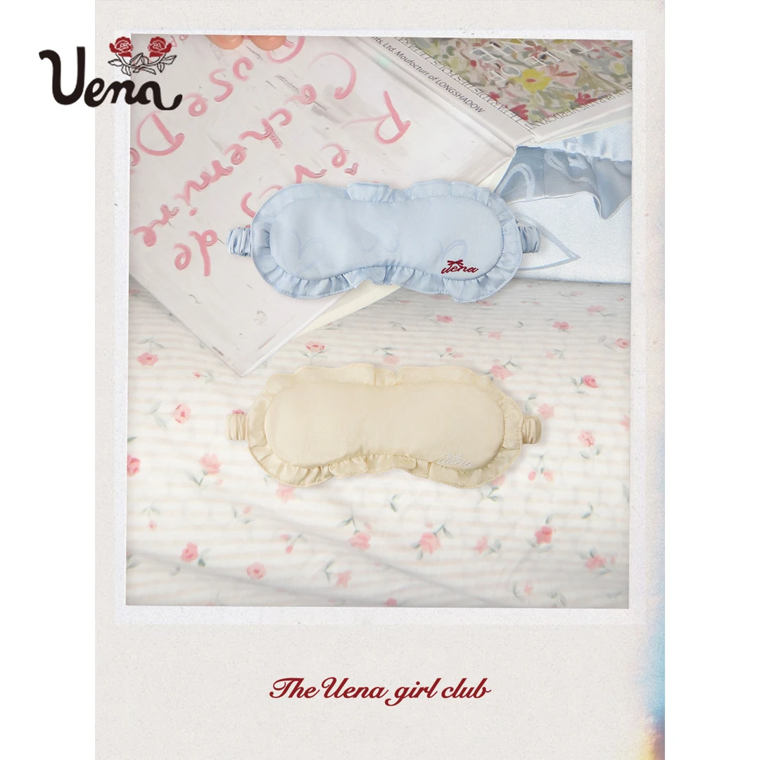 【梦境诗集】Uena在梦里也会写诗 爱心印花缎面花边睡眠遮光眼罩