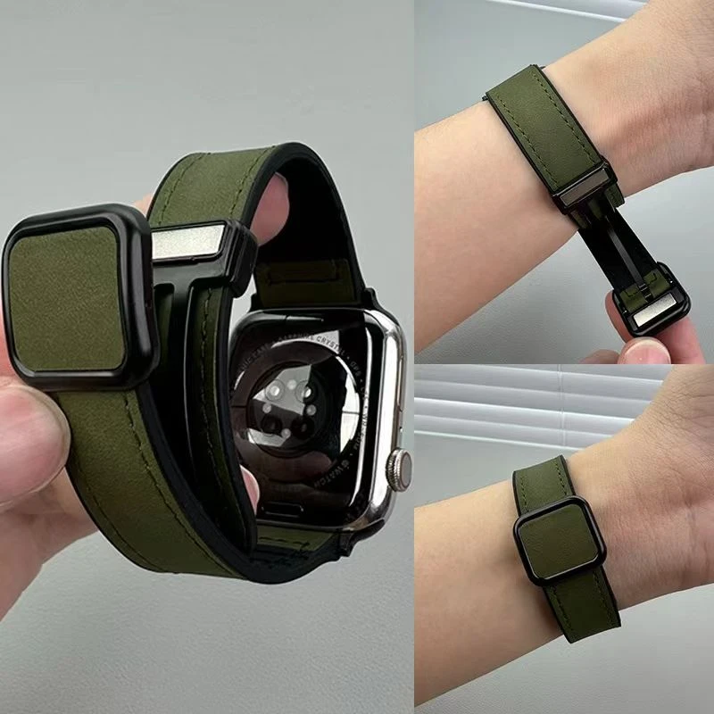 适用iwatch8苹果S9手表applewatch9表带S8真皮S7磁吸S6硅胶高级感
