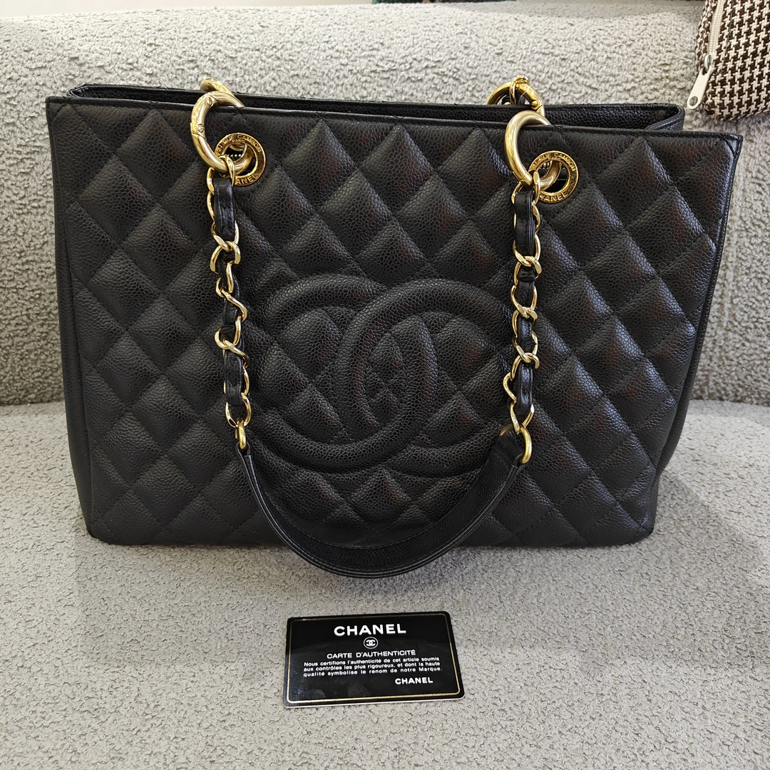 95新 Chanel/香奈儿 香奈儿18开黑金荔枝皮GST链条包1821手提包