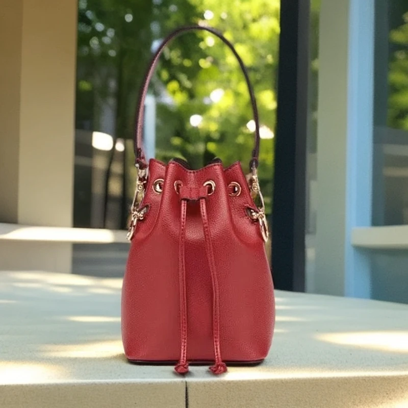 95新 FENDI/芬迪 芬迪 迷你红色水桶包 单肩包 10155275