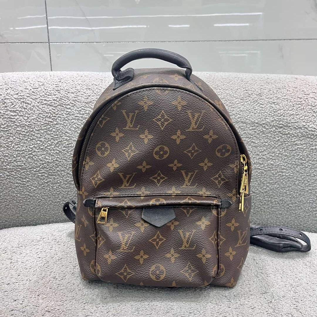 95新 LouisVuitton/路易威登 LV 棕色老花 小号 双肩包 8477702