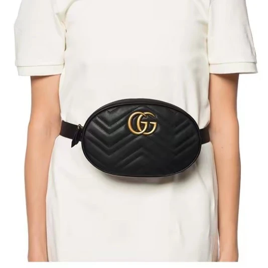 95新 GUCCI/古驰 古驰 马蒙 黑金 腰包 胸包 7965656