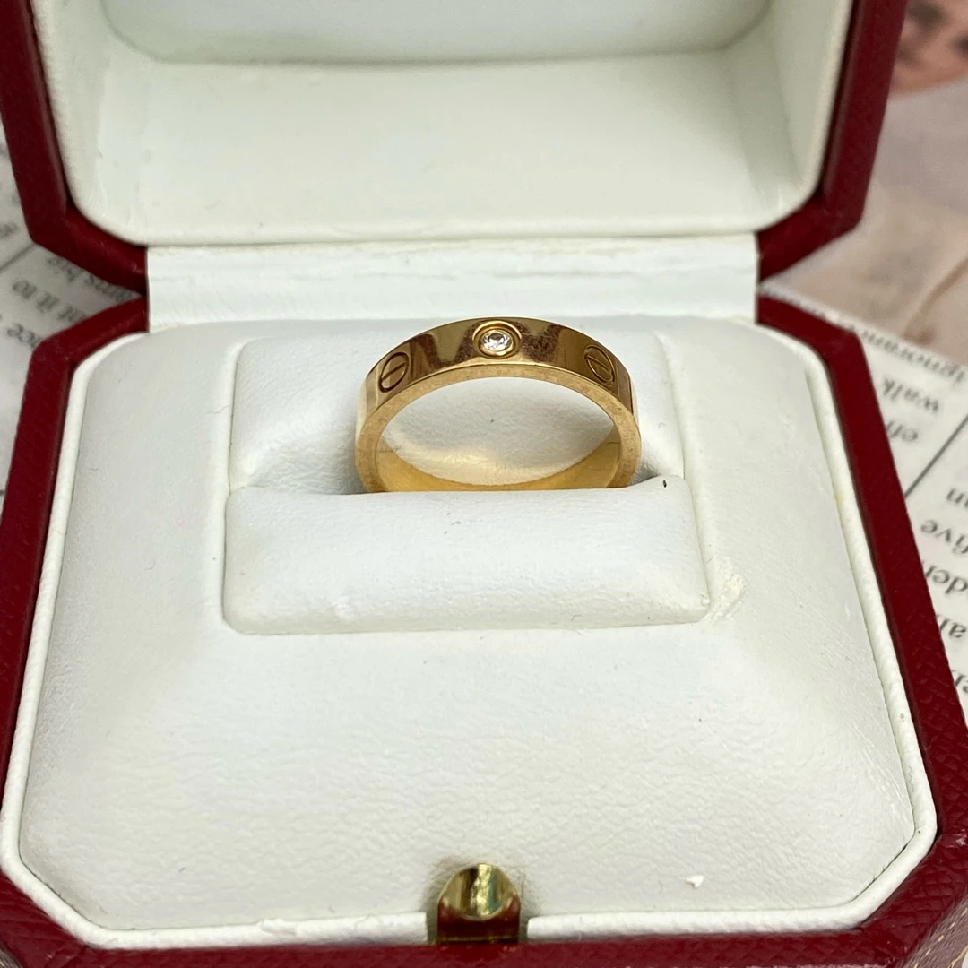 95新 Cartier/卡地亚 love戒指单钻50号10946484二奢