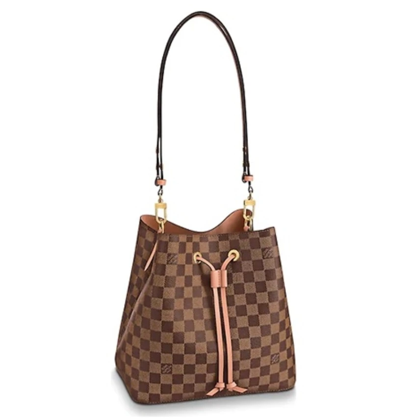 95新 LouisVuitton/路易威登 lv棋盘格拼粉水桶 单肩包 9382355