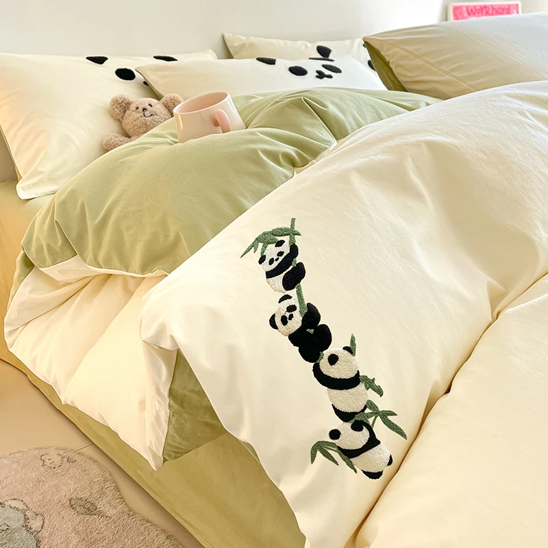 春秋故事毛巾绣四件套新款纯棉三件套四件套单人可爱卡通图案套件