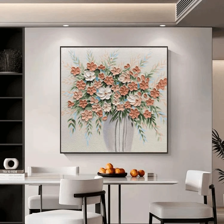 繁花似锦|手绘装饰画餐厅油画现代简约装饰画卧室客厅玄关装饰画