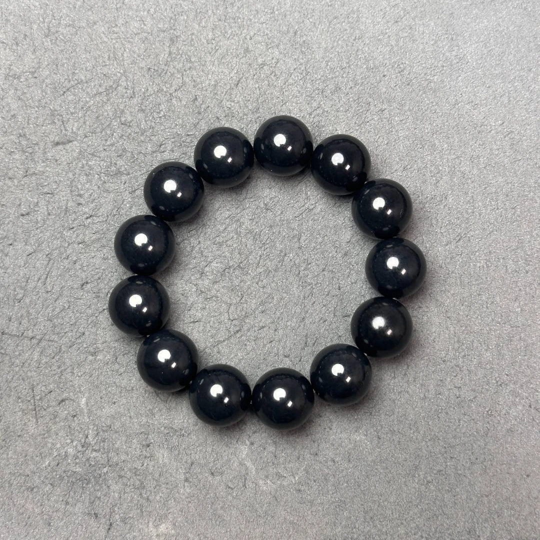 和田玉墨玉98墨手串16mm