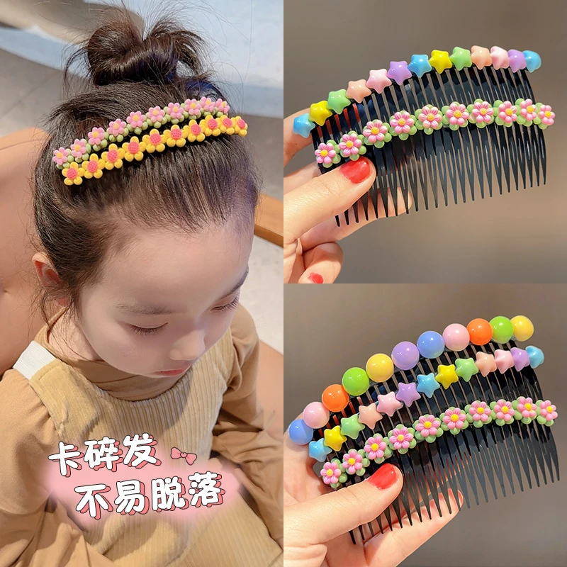 K110新款儿童小花朵发卡女童碎发整理神器刘海发梳小女孩甜美发饰