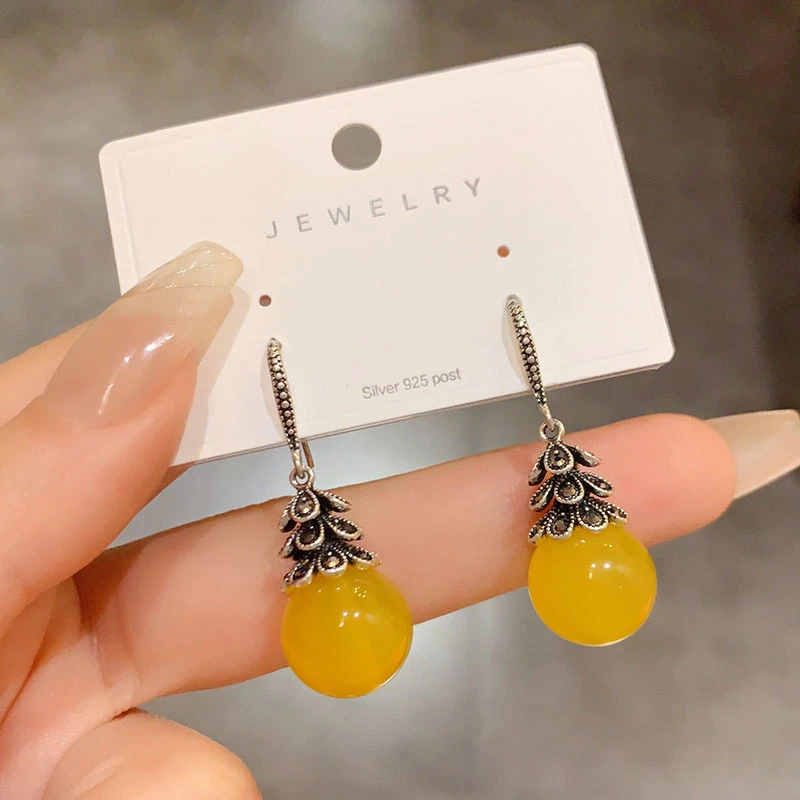 铜合金亚克力耳饰 复古宫廷风耳环女耳钩高级感气质百搭网红