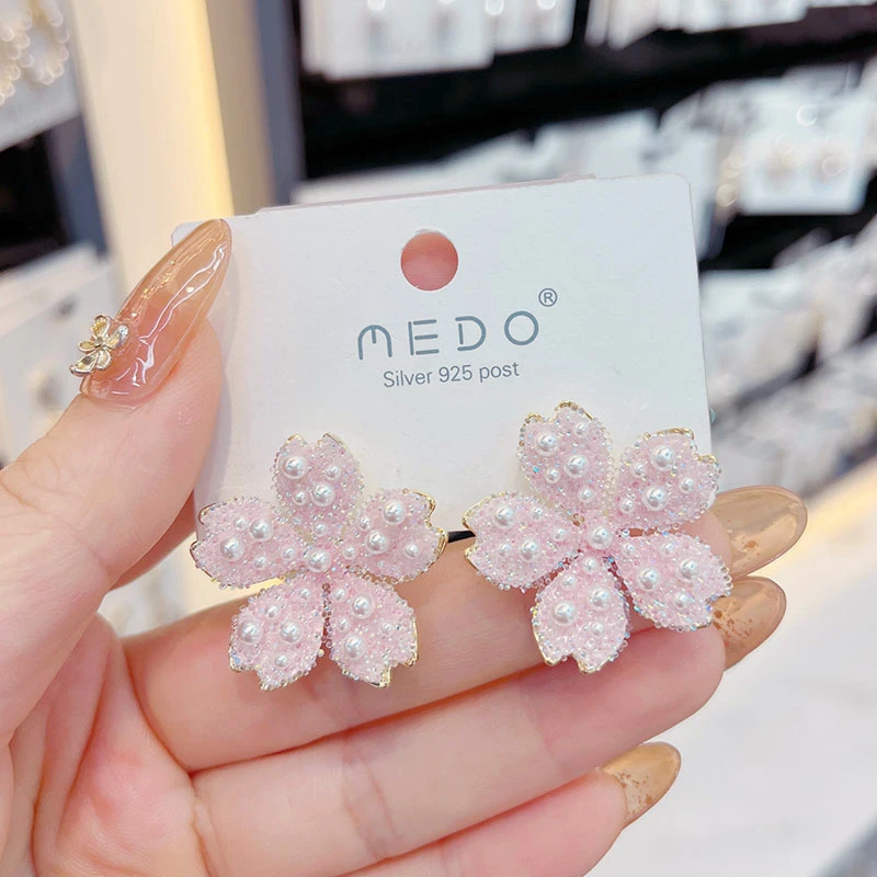 铜合金耳饰 韩国大气夸张网红花朵耳钉欧美风个性气质耳环