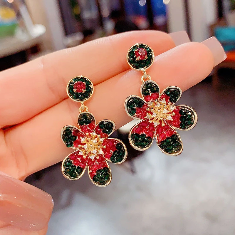 铜合金亚克力耳饰 气质复古花朵耳环耳钉小众耳坠时尚重工耳环