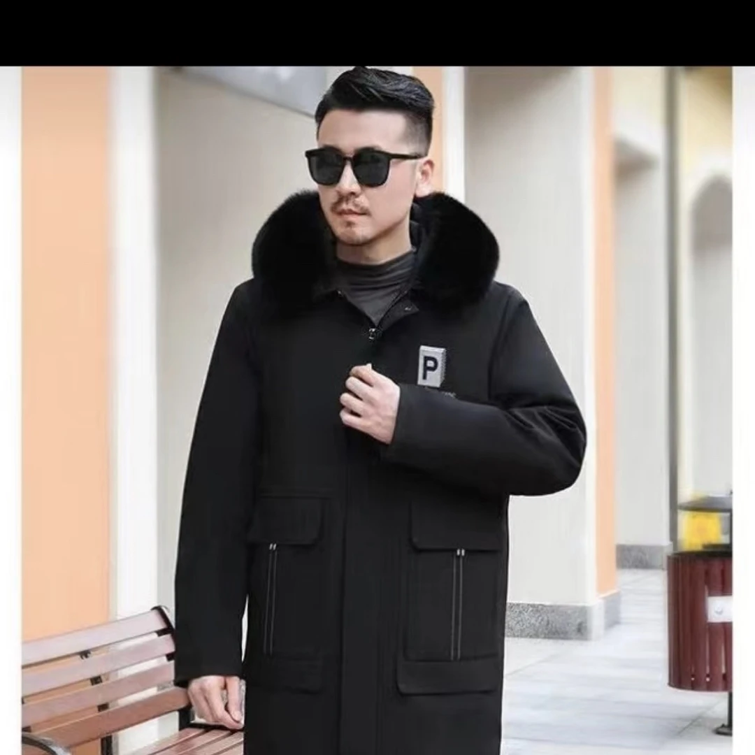 羊皮毛内胆派克服中长款