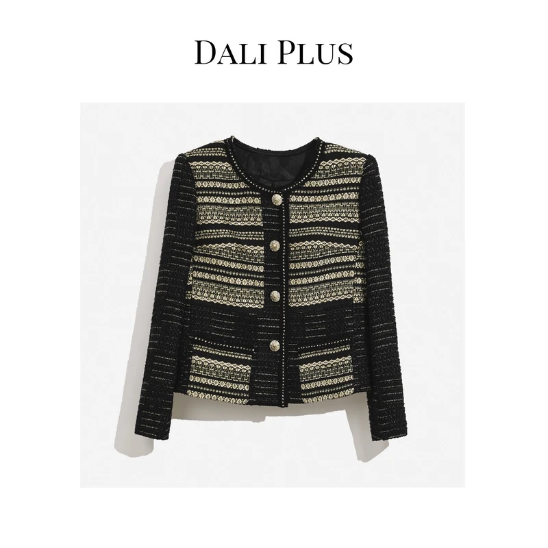 DALI PLUS高奢款 鎏金系列 高级感气质 黑金猎装夹克外套-G6432