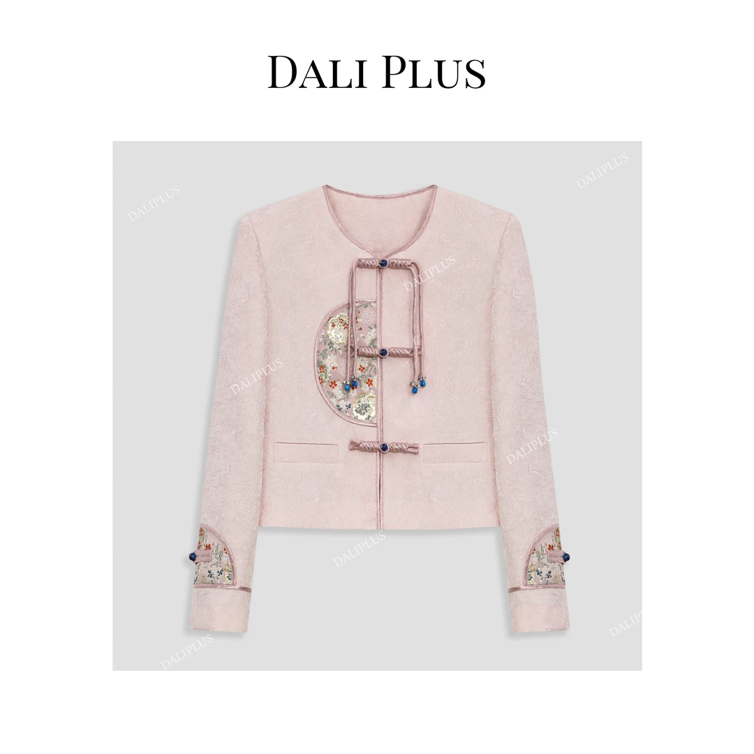 DALI PLUS新中式恋夏风复古盘扣设计粉如意半圆形女外套-D4SS0028