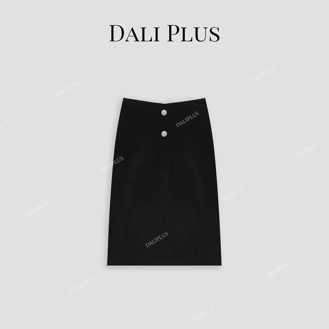 DALI PLUS时尚精致气质百搭巨显瘦珍珠高腰修身半身裙-D4BL0179