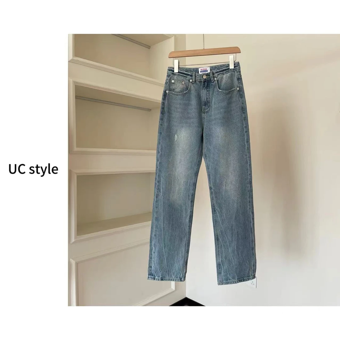 UCQ201直筒浅色牛仔裤主播穿S码