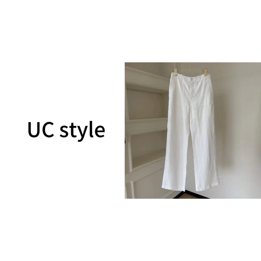 UCA5991【100汉麻】简约直筒阔腿裤主播穿S码