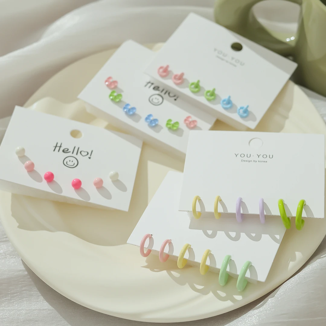 合金耳饰 夏日彩色C型耳圈ins甜美多巴胺耳钉2024新款日常百搭潮