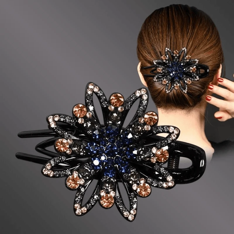 发卡女后脑勺盘发发夹子头饰网红水钻发饰发夹气质妈妈韩式头发夹
