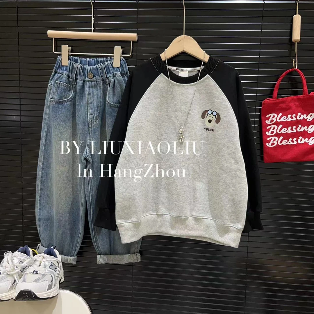 BY LIUXIAOLIU【呆萌宠物】韩版时尚春季儿童圆领卫衣484
