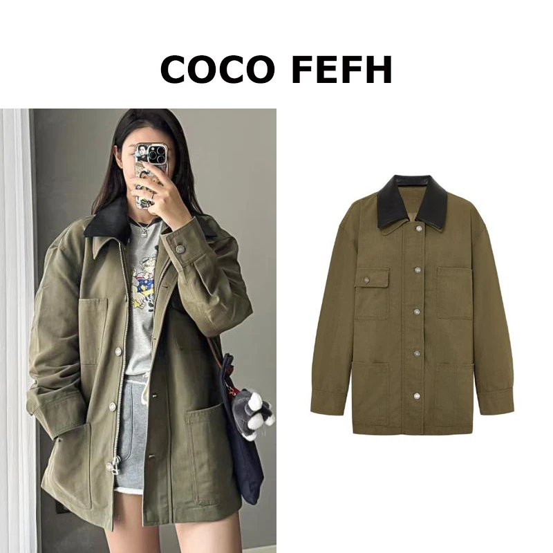 8079【M】2024秋季新品可拆皮领挺括中性猎装夹克工装外套时尚休闲